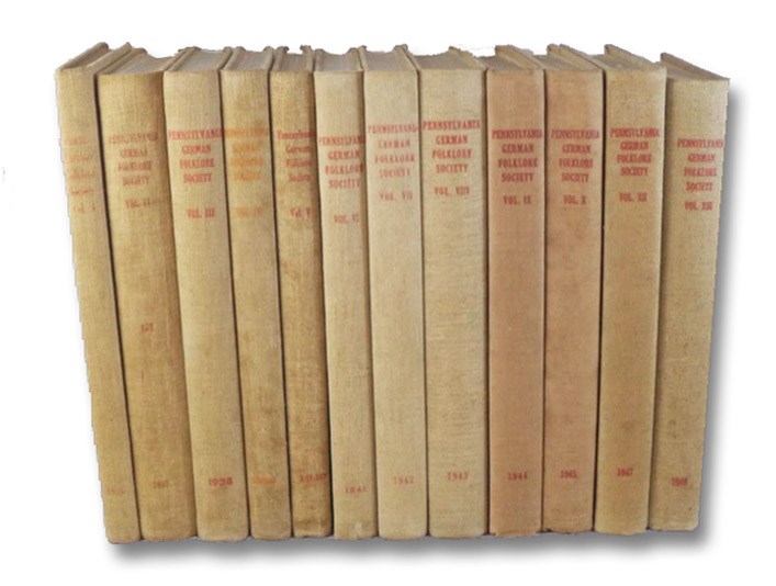 The Pennsylvania German Folklore Society Twelve Volume Set: 1936-1945, 1947, 1948, The Pennsylvania German Folklore Society; Ziegler, Charles Calvin; Reichard, Harry Hess; Drowns, Joseph; Hinke, William John; Stoudt, John Baer; Stoudt, John Joseph; Birmelin, John; Barba, Preston A.; Beckel, Clarence E.; Eyster, Anita L.; Landis, Henry K The Pennsylvania German Folklore Society Twelve Volume Set: 1936-1945, 1947, 1948, The Pennsylvania German Folklore Society; Ziegler, Charles Calvin; Reichard, Harry Hess; Drowns, Joseph; Hinke, William John; Stoudt, John Baer; Stoudt, John Joseph; Birmelin, John; Barba, Preston A.; Beckel, Clarence E.; Eyster, Anita L.; Landis, Henry K