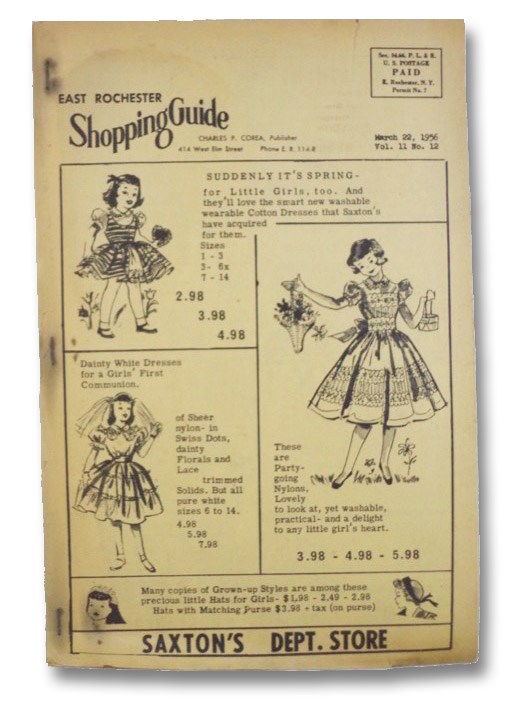 East Rochester Shopping Guide (March 22, 1956 Vol. 11 No. 12), Corea, Charles P. East Rochester Shopping Guide (March 22, 1956 Vol. 11 No. 12), Corea, Charles P.