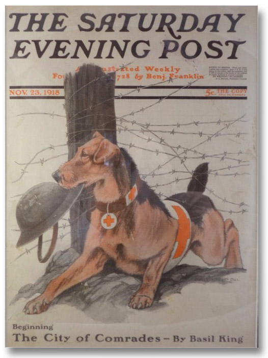 Framed Cover of The Saturday Evening Post, Nov. 23, 1918, Featuring Trench Warfare Scene of American Red Cross Service Dog in World War I, Bull, Charles Livingston Framed Cover of The Saturday Evening Post, Nov. 23, 1918, Featuring Trench Warfare Scene of American Red Cross Service Dog in World War I, Bull, Charles Livingston