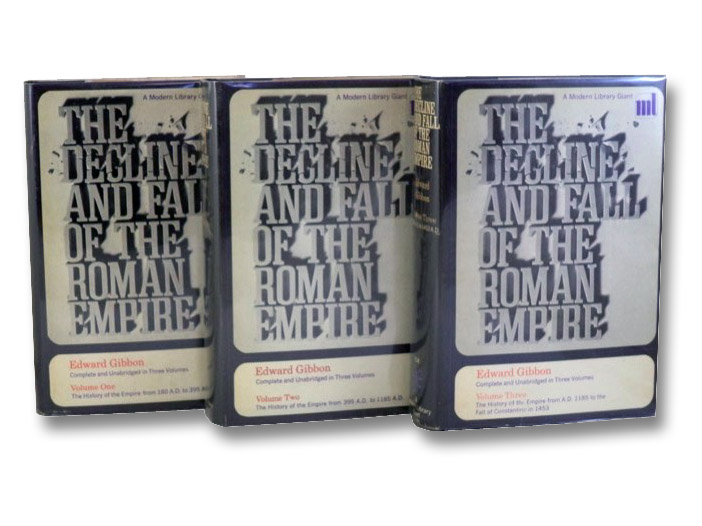 The Decline and Fall of the Roman Empire, in Three Volumes: Vol. 1 - The History of the Empire from 180 A.D. to 395 A.D. / Vol. 2 - The History of the Empire from 395 A.D. to 1185 A.D. / Vol. 3 - The History of the Empire from A.D. 1185 to the Fall of Constantine in 1453 (Modern Library Giant G6, G7 & G8), Gibbon, Edward The Decline and Fall of the Roman Empire, in Three Volumes: Vol. 1 - The History of the Empire from 180 A.D. to 395 A.D. / Vol. 2 - The History of the Empire from 395 A.D. to 1185 A.D. / Vol. 3 - The History of the Empire from A.D. 1185 to the Fall of Constantine in 1453 (Modern Library Giant G6, G7 & G8), Gibbon, Edward