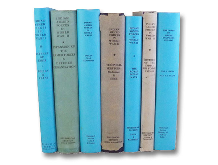 General War Administration and Organizations, in Seven Volumes: Defence of India: Policy and Plans; Expansion of the Armed Forces and Defence Organisation; Indian War Economy; Technical Services: Engineers, Ordnance Services and IEME; History of the Royal Indian Navy; History of the Indian Air Force, 1933-45; The Corps of Indian Engineers (The Official History of the Indian Armed Forces in World War II), Prasad, Bisheshwar; Sinha, N.C.; Khera, P.N.; Litt, D.; Gupta, S.C.; Verma, S.; Anand, V.K.; Sandes, E.W.C. General War Administration and Organizations, in Seven Volumes: Defence of India: Policy and Plans; Expansion of the Armed Forces and Defence Organisation; Indian War Economy; Technical Services: Engineers, Ordnance Services and IEME; History of the Royal Indian Navy; History of the Indian Air Force, 1933-45; The Corps of Indian Engineers (The Official History of the Indian Armed Forces in World War II), Prasad, Bisheshwar; Sinha, N.C.; Khera, P.N.; Litt, D.; Gupta, S.C.; Verma, S.; Anand, V.K.; Sandes, E.W.C.